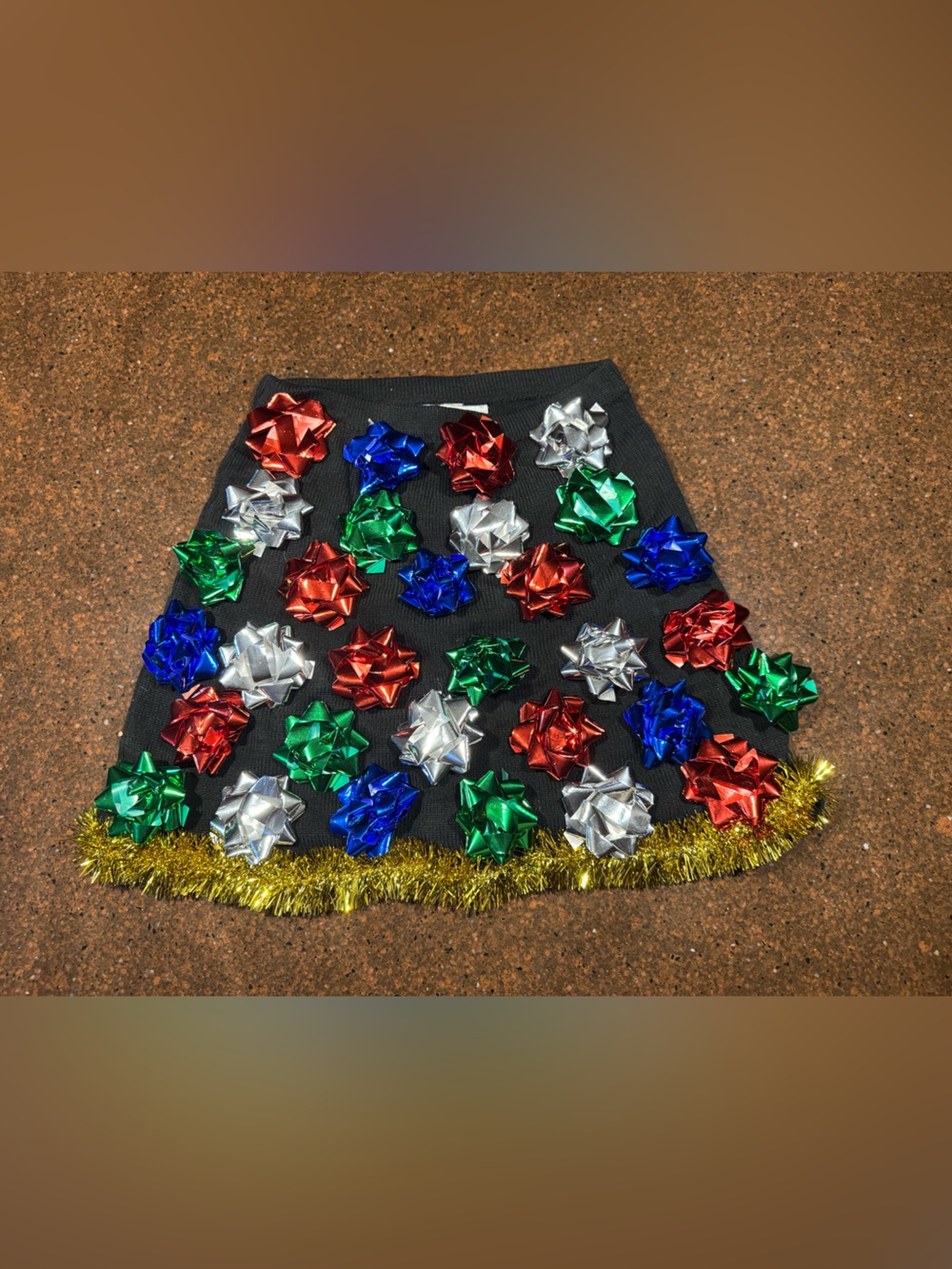 Planet Gold Black Festive Bow Maxi Skirt with Gold Trim